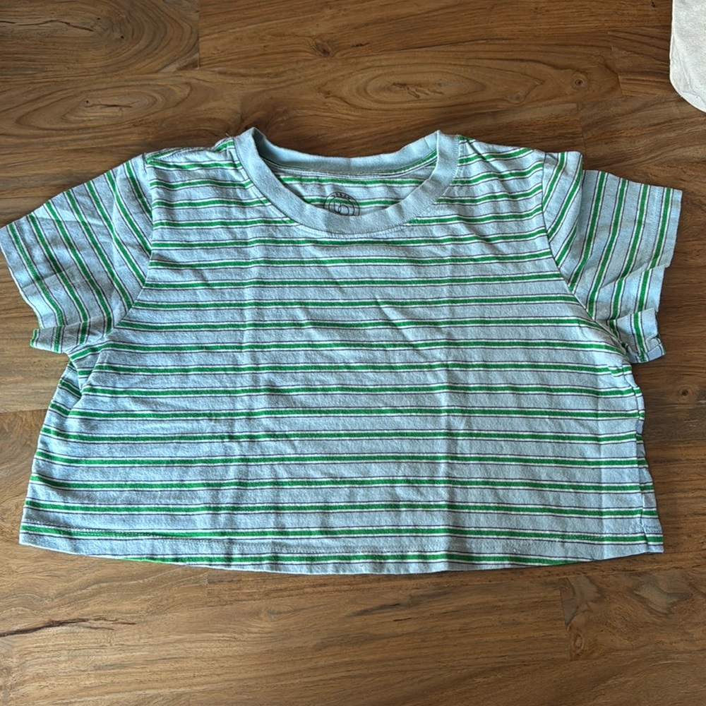 Blue and green striped urban outfitters crop top size medium